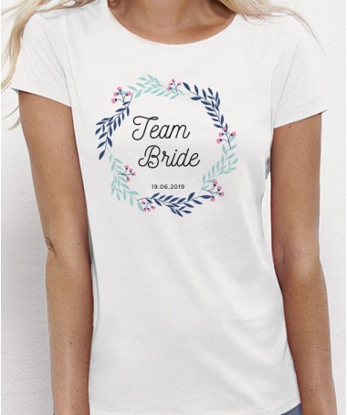 Tee Shirt EVJF "Team Bride" personnalisé fleuri - Future mariée et sa team ♡