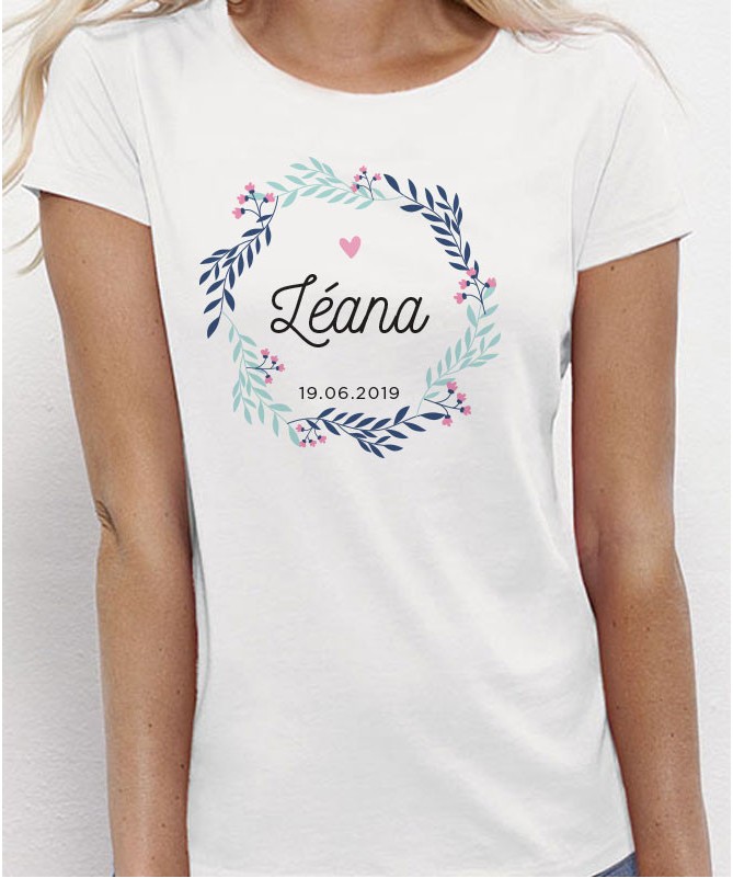 Tee Shirt EVJF "Team Bride" personnalisé fleuri - Future mariée et sa team ♡