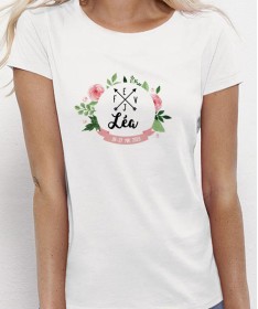 Tee Shirt EVJF personnalisé avec sa jolie couronne de fleurs