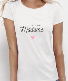 T-shirt EVJF Call me madame et joli coeur rose