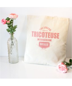 Tote bag tricoteuse, the Legend, personnalisé